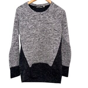 Athleta Black Grey Heathered Raglan Sleeve‎ Pullover Sweatshirt Women Size S